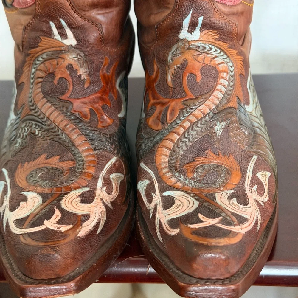 RARE collector Corral green dragon western boots - Picture 4 of 12